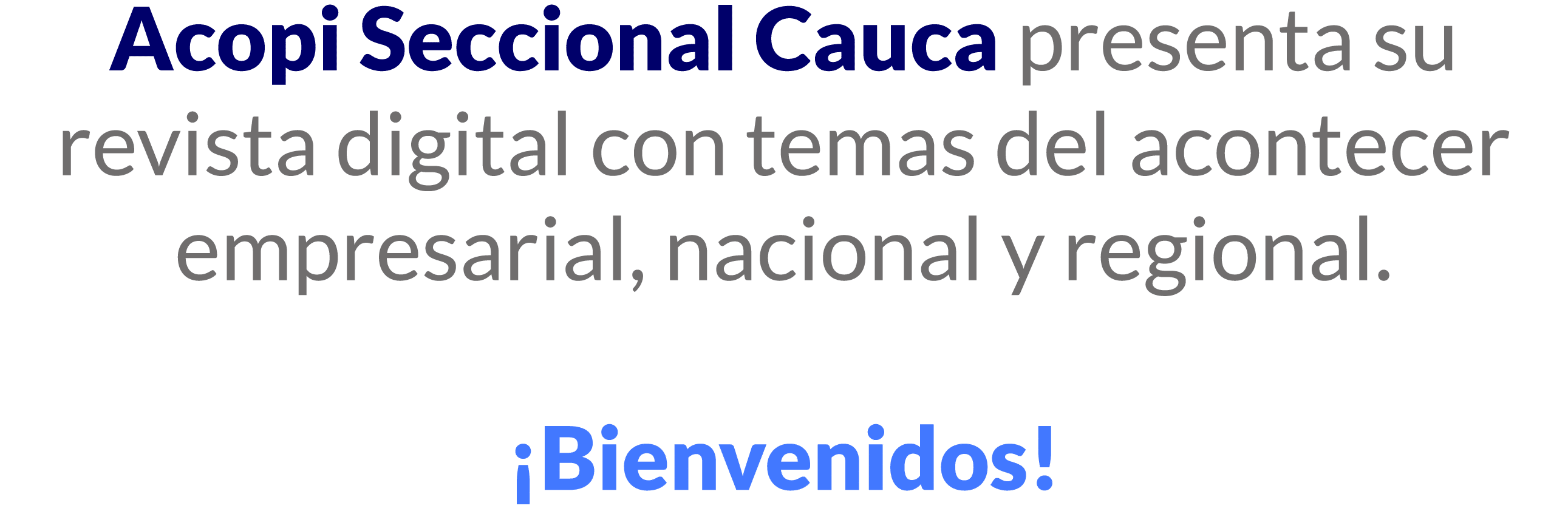 Acopi Seccional Cauca presenta su revista digital con temas del acontecer empresarial, nacional y regional    Bienven   